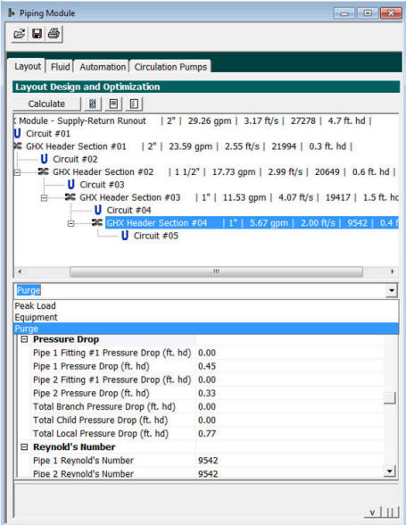 Peak operating flows or purging flows are calculated